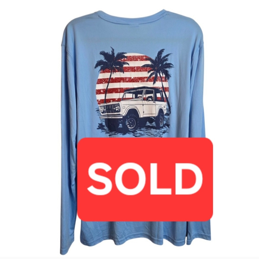 🚫 SOLD SOLD 🚫 Vapor Apparel USA Bronco Palm Tree Graphic Long Sleeve Mens XL